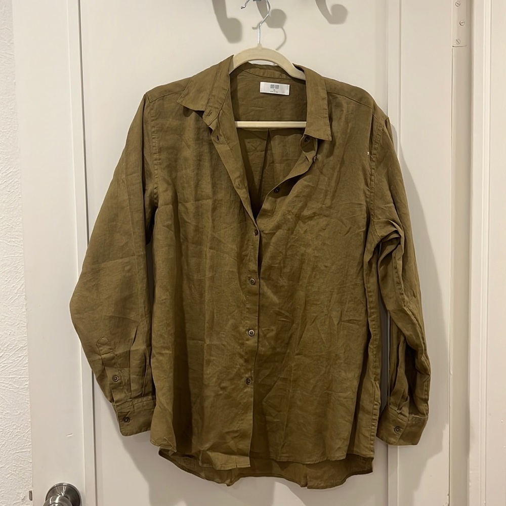 Uniqlo Olive Linen Shirt